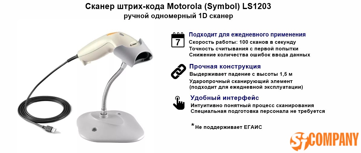 Инфографика для Сканера штрих-кода Motorola (Symbol) LS1203 Инфографика для Сканера штрих-кода Motorola (Symbol) LS1203
